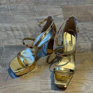 Marc Fisher Gold Strappy Heels